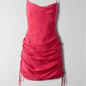 Aritzia Wilfred Only Ruched Slip Dress - Size Small Mini Satin Floral Electron